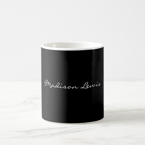 Elegant Script Plain Black Name Calligraphy  Coffee Mug
