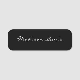 Elegant Script Plain Black Name Calligraphy Tag