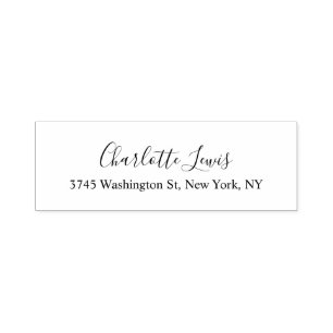 Elegant Script Plain Black & White Calligraphy Self-inking Stamp