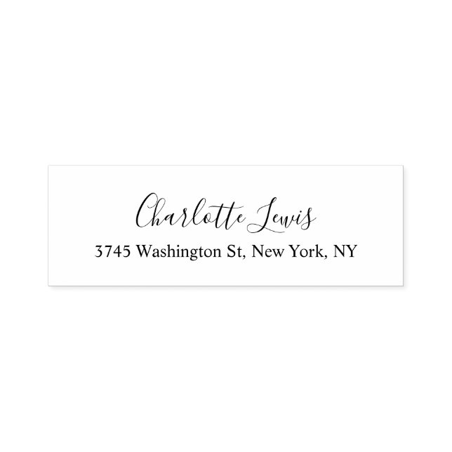 Elegant Script Plain Black & White Calligraphy Self-inking Stamp (Design)