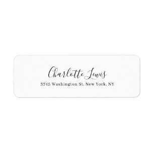 Elegant Script Plain Black & White Legible Text Label