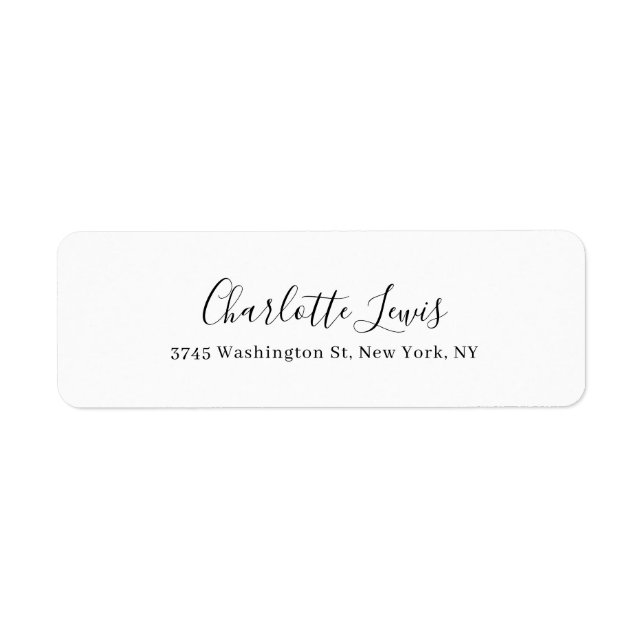 Elegant Script Plain Black & White Legible Text Label (Front)