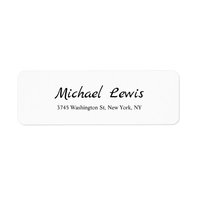 Elegant Script Plain Black & White Minimalist Label (Front)