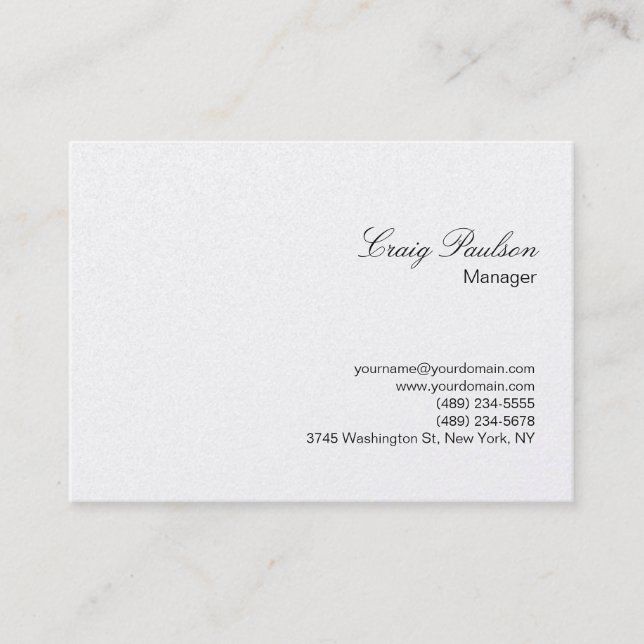 Elegant Script Plain Chubby Business Card (Front)