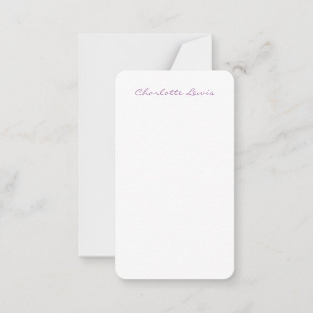 Elegant Script Plain Modern Minimalist Note Card (Front)