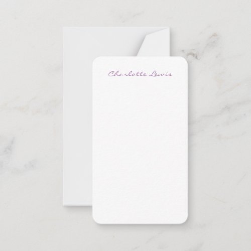 Elegant Script Plain Modern Minimalist Note Card