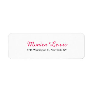 Elegant Script Plain Pink Red White Feminine Chic Label