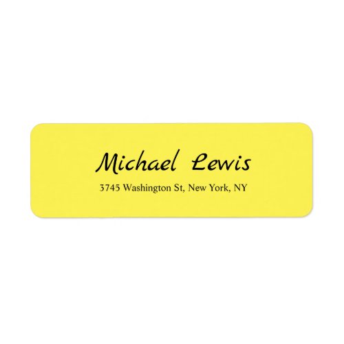 Elegant Script Plain Yellow Minimalist Label