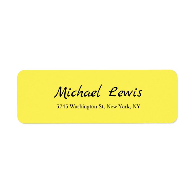 Elegant Script Plain Yellow Minimalist Label (Front)
