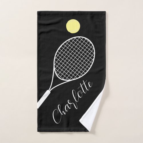 Elegant Script Player Name Tennis Sports Club Hand Towel