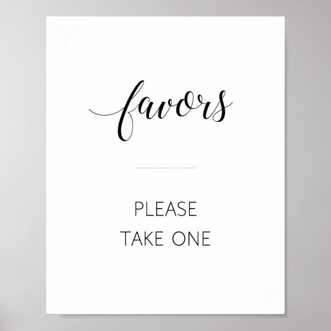 Elegant Script Please Take A Favor Wedding Sign (Front)