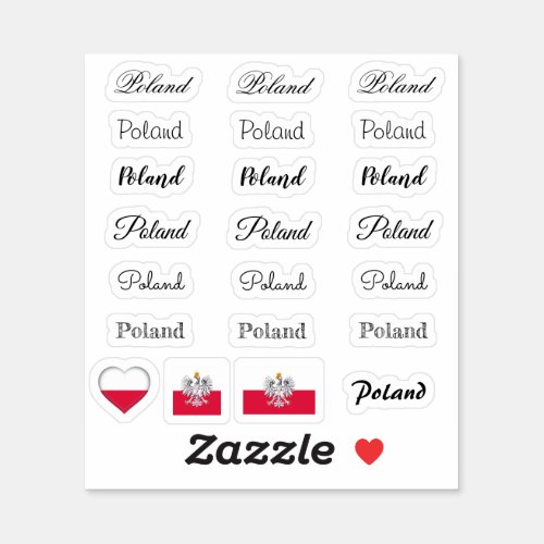 Elegant script Poland  Polish Flag name Set Sticker