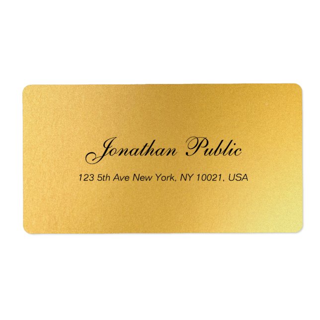 Elegant Script Professional Gold Template Shipping Label (Front)