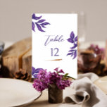 Elegant Script Purple and Gold Wedding Table Number<br><div class="desc">Elegant Script Purple and Gold Wedding Table Number, Plum leaves with modern script cover on white base gives such a garden vibe. Fully customizable. Visit my store to see more wedding stuff for this design! For further customization, please click the "customize further" link and use our design tool to modify...</div>