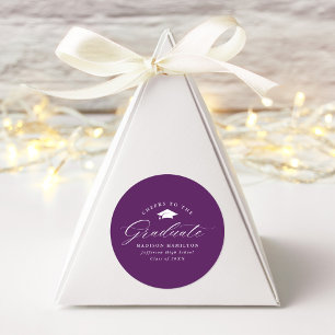 Elegant Script Purple Cheers to the Graduate Classic Round Sticker
