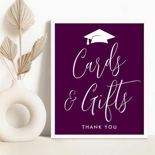 Elegant Script Purple Graduation Cards and Gifts Poster