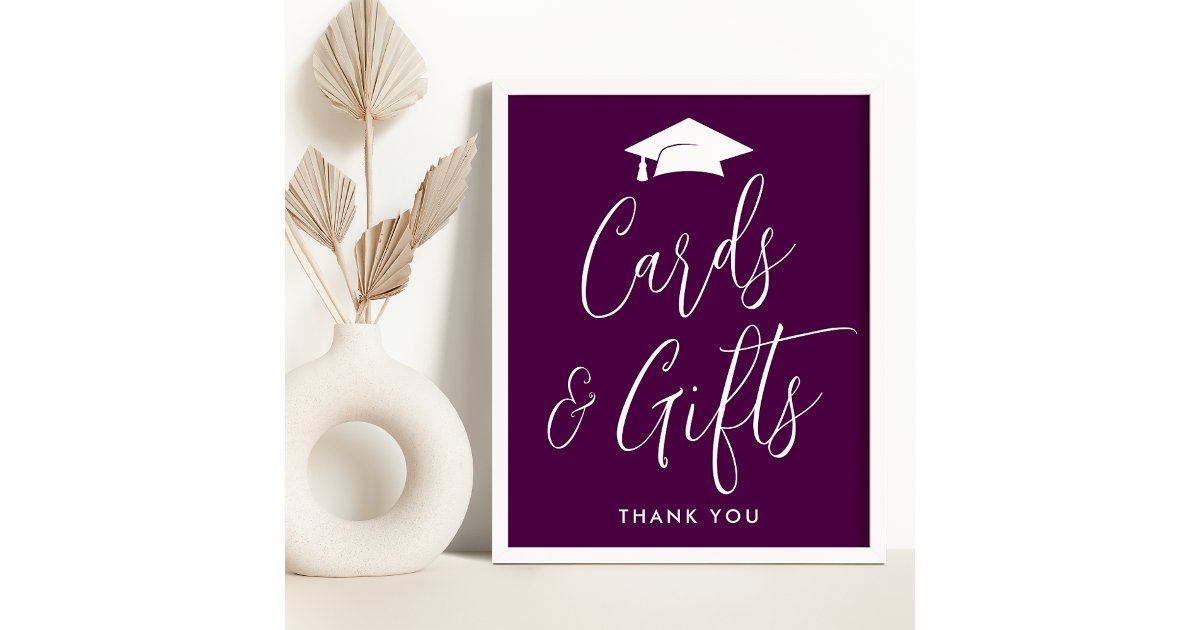 Elegant Script Purple Graduation Cards and Gifts Poster | Zazzle