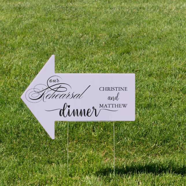 Elegant Script Purple Rehearsal Dinner Yard Sign (Insitu)