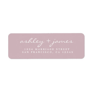 Elegant Script Purple Wedding Return Address Label