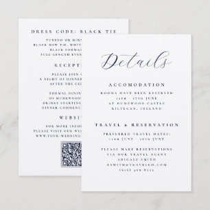 Elegant Script QR Code Destination Wedding Details Enclosure Card