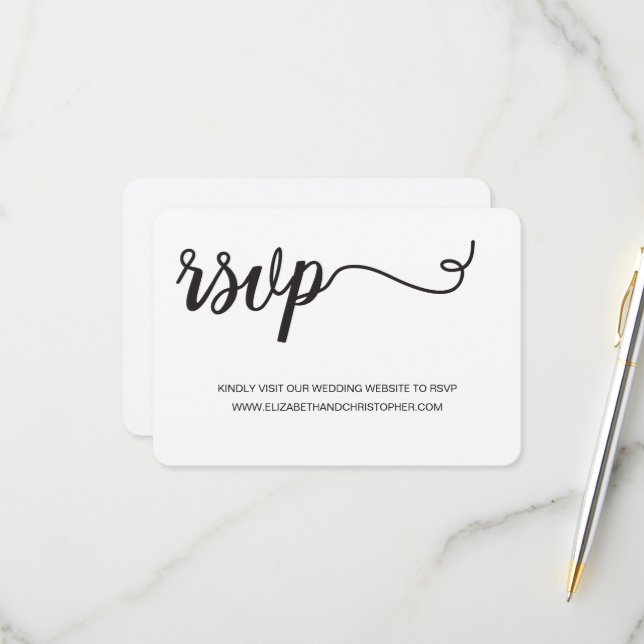 Elegant Script QR code generator wedding website RSVP Card (Front/Back In Situ)