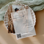 Elegant Script QR Code Modern Chic Wedding Vellum Invitations<br><div class="desc">This modern vellum wedding invitation features a translucent overlay with elegant script and classic typography. The stylish black text is complemented by a QR code for easy RSVP access, blending traditional elegance with digital convenience. Designed to overlay a romantic engagement photo, this invitation is perfect for couples looking for a...</div>