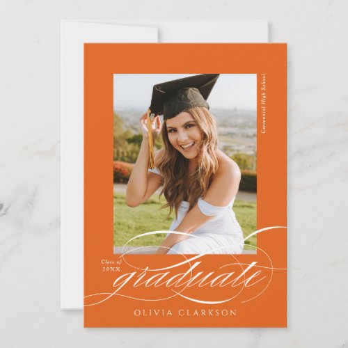 Elegant Script QR Code Photo Graduation Party Invitation