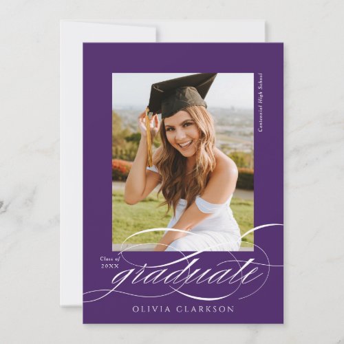 Elegant Script QR Code Photo Graduation Party Invitation