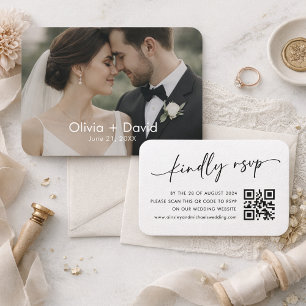 Elegant Script QR Code RSVP Wedding Card