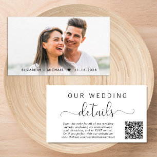 Elegant Script QR Code Wedding Details Enclosure Card