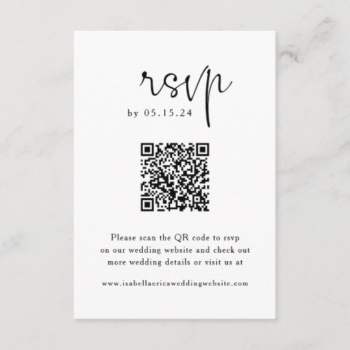 Elegant Script QR Code Wedding RSVP Card