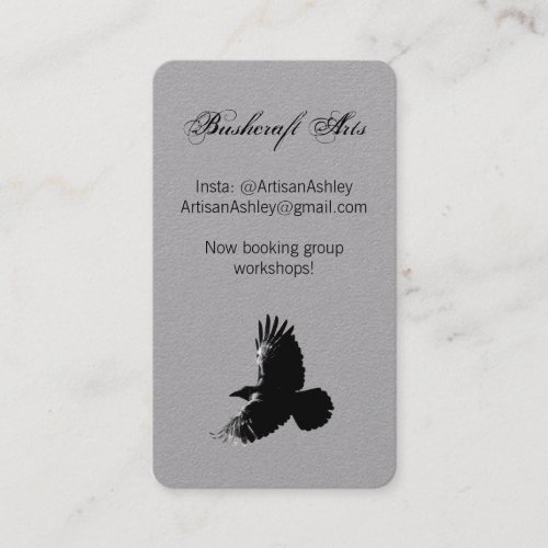 Elegant Script Raven Crow Bird Artist Monogram Business Card
