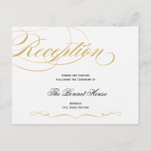 Elegant Script Reception Card - Gold & Black