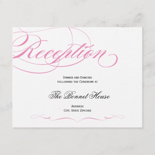 Elegant Script Reception Card - Pink Custom Invitations