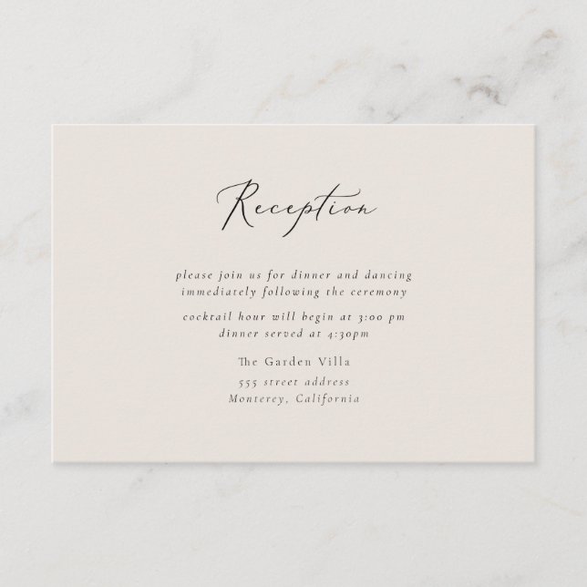 Elegant Script Reception Insert Card (Front)