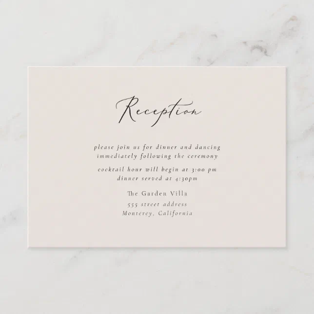 Elegant Script Reception Insert Card | Zazzle
