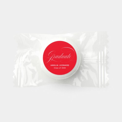 Elegant Script Red Graduation Mint Life Saver Mints