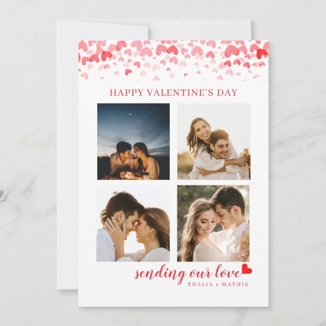 Elegant Script Red Heart Valentine's Card Photo (Front)