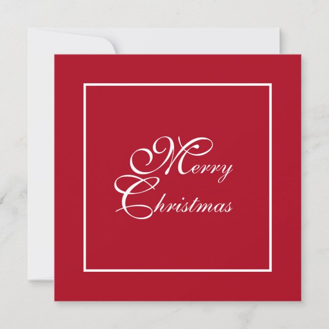 Elegant Script Red Personalized Photo Christmas Holiday Card (Front)