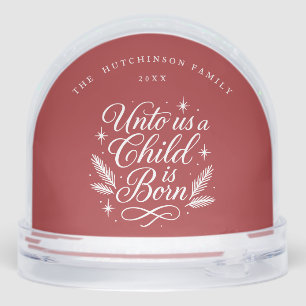 Elegant Script Red Photo Religious Snow Globe