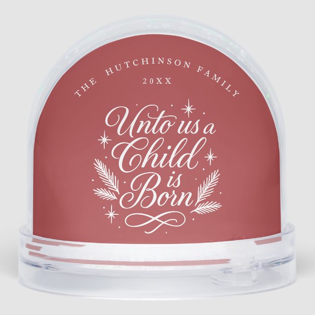 Elegant Script Red Photo Religious Snow Globe (Back)