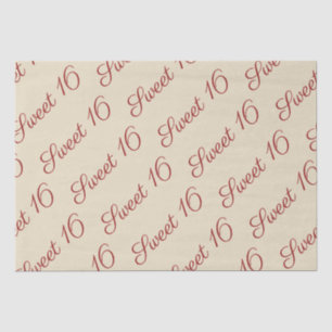 Elegant Script Red Sweet 16 Birthday Tan Tissue Paper