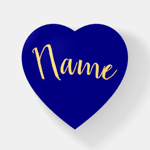 Elegant Script Refined Deep Royal Blue Background Paperweight