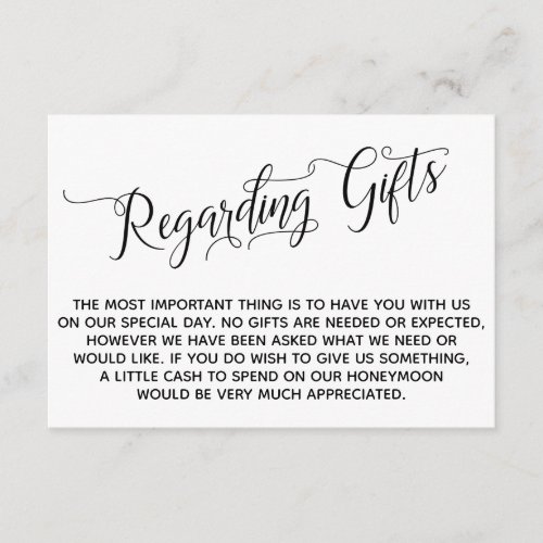 Elegant Script Regarding Gifts for the Wedding