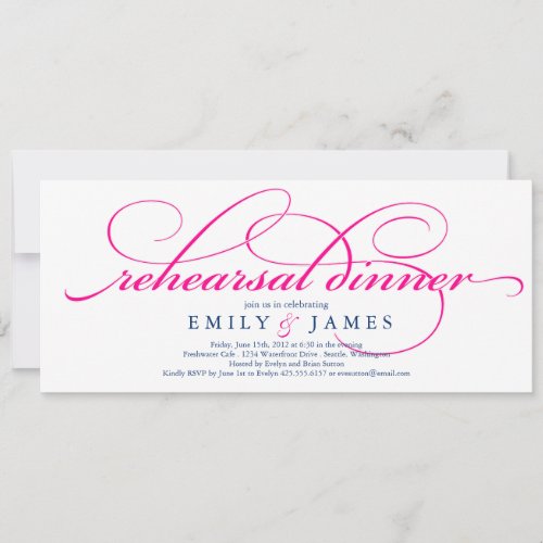 Elegant Script Rehearsal Dinner Invitation