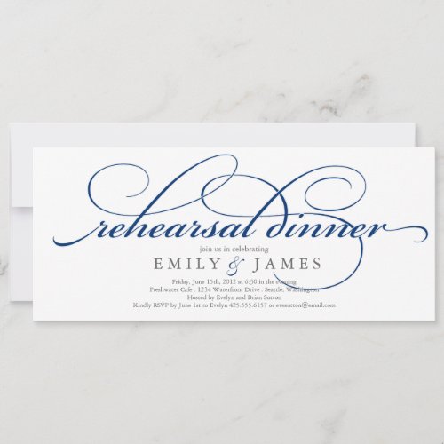 Elegant Script Rehearsal Dinner Invitation