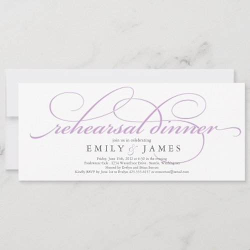 Elegant Script Rehearsal Dinner Invitation