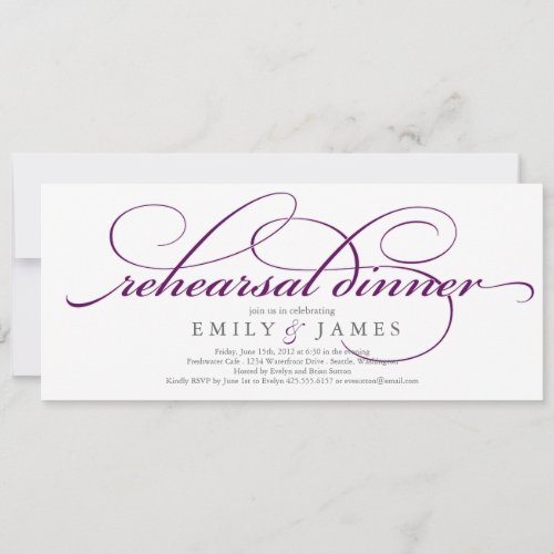 Elegant Script Rehearsal Dinner Invitation