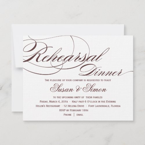 Elegant Script Rehearsal Dinner Invitation 4F1819