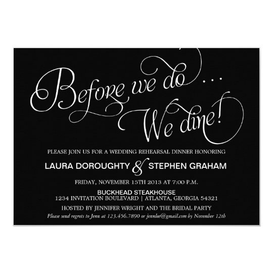 Elegant Script Rehearsal Dinner Invitation Black | Zazzle.com